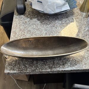 Elongated Decorative Metal Bowl - Gold Bronze Finish
